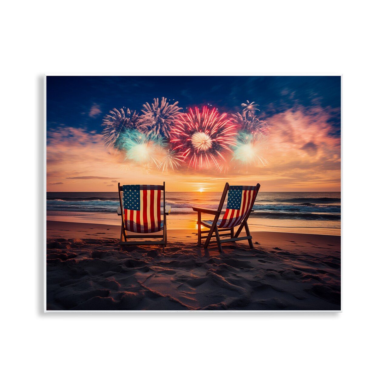 Stupell Industries Summer Fireworks at Beach Wall Plaque Design by Arlington Prints